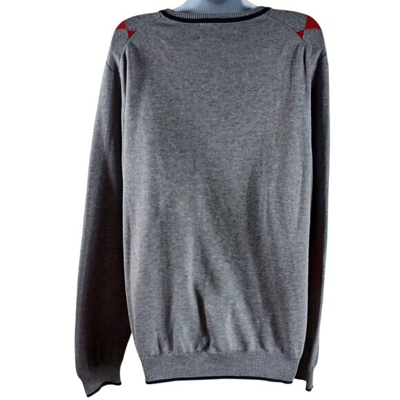 Brooks Brothers Preppy Sweater Mens L Argyle Gray Red Navy V Neck Cotton Wool - Picture 5 of 9